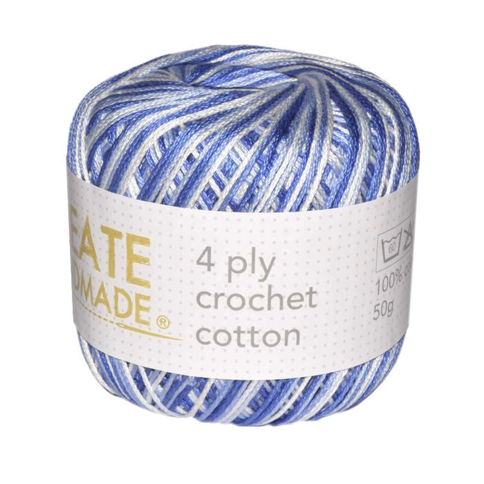 Crochet Cotton - Variegated Blue - 4ply