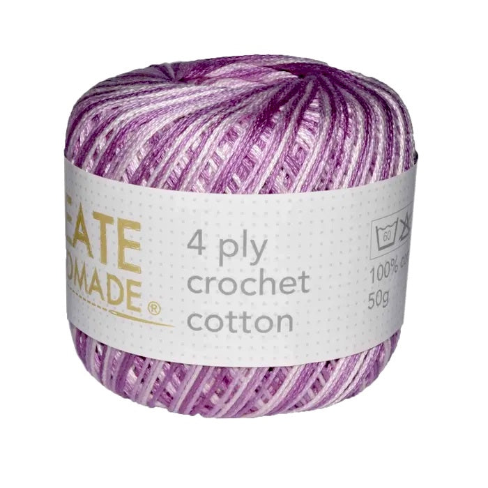 Crochet Cotton - Variegated Cerise - 4ply