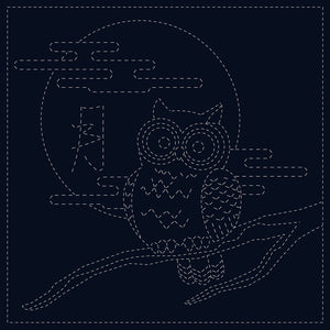 Sashiko Cloth - Navy - Owl