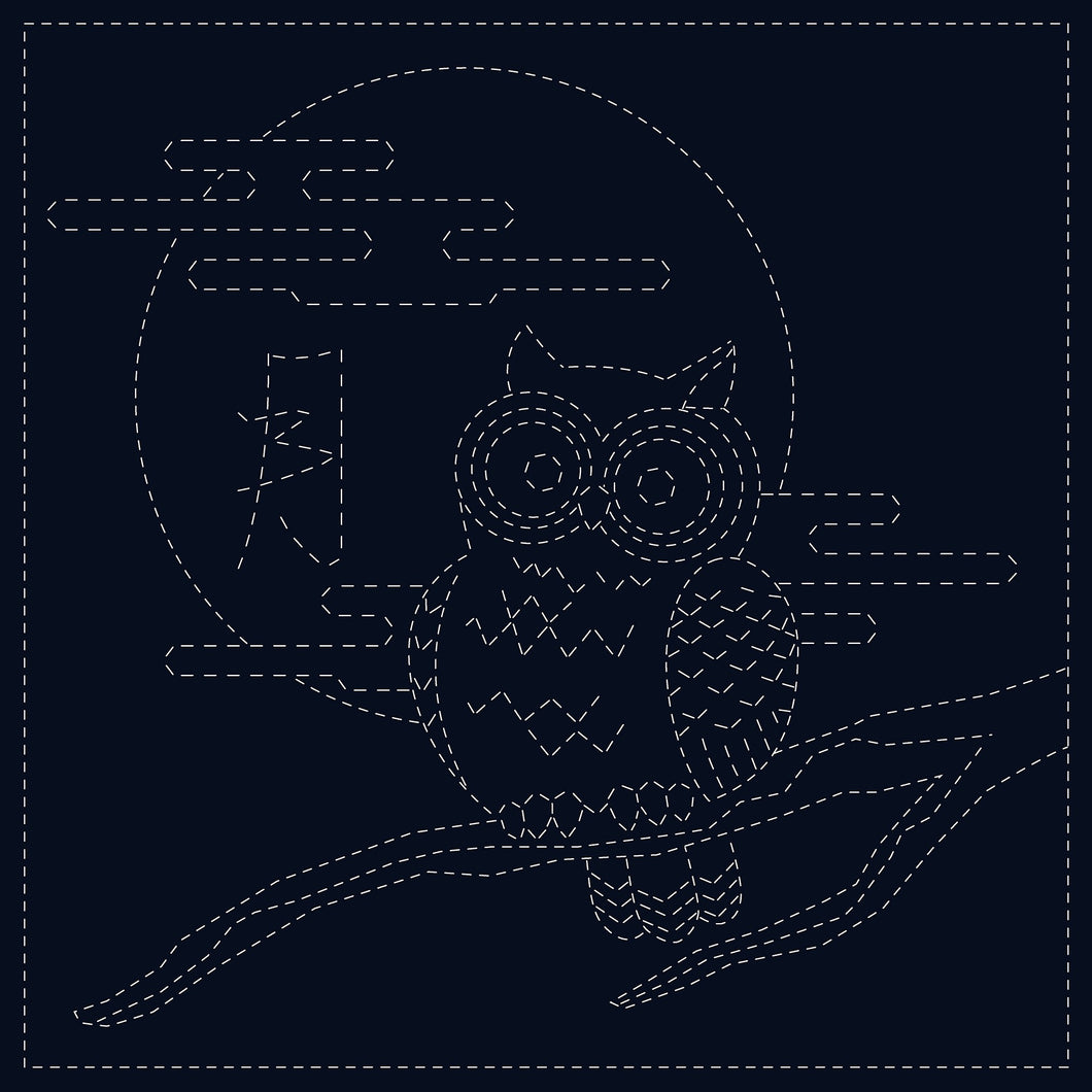 Sashiko Cloth - Navy - Owl