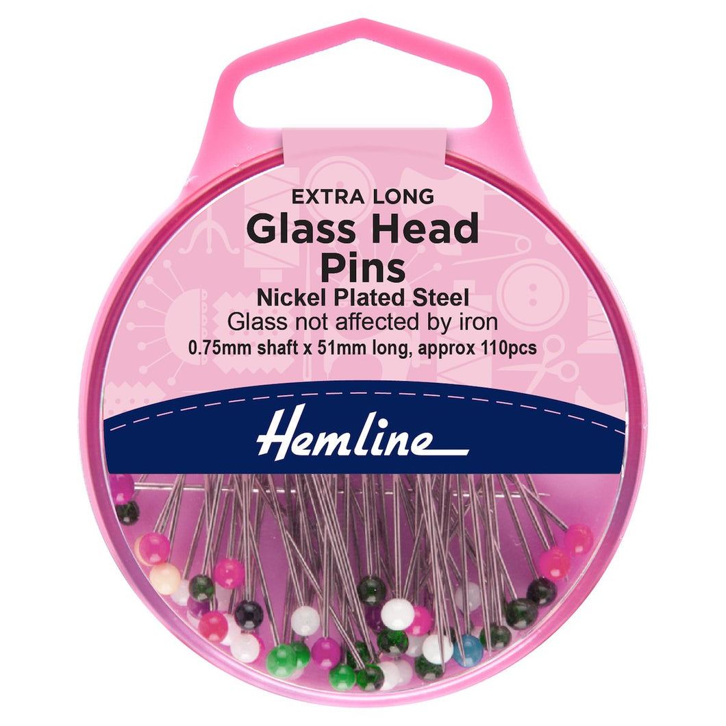 110 x Glass Head Pins - Extra Long